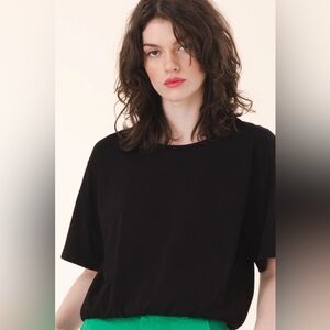 Prairie Underground Elastic Softie Black Size Small Short Sleeve Sweatshirt Top